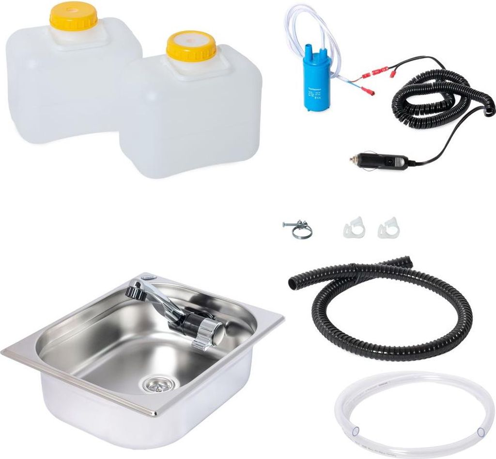 12V Camping Spüle Bausatz Waschbecken Spülbecken 325x265x100 mm Integriert T5 1D