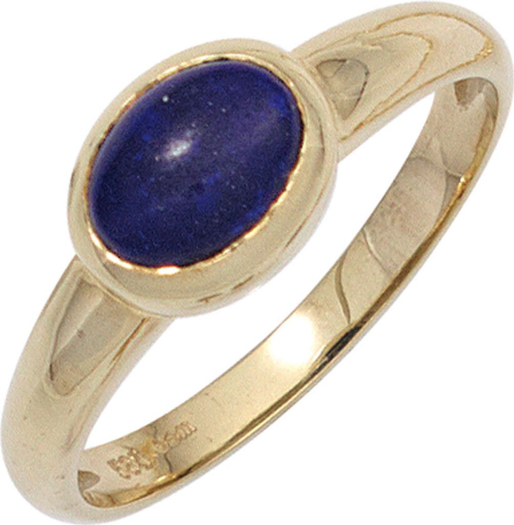 JOBO Damen Ring 585 Gold Gelbgold 1 Lapislazuli blau Goldring Größe 52