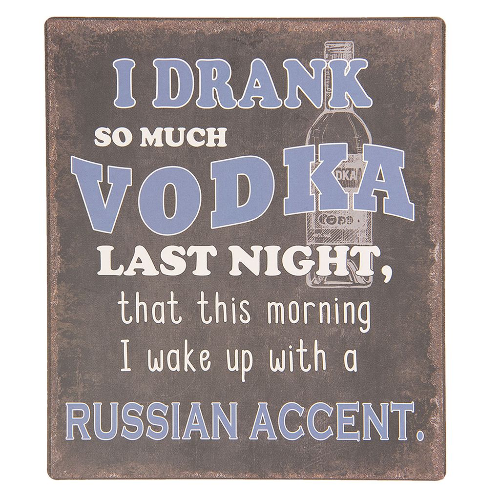 Clayre & Eef Textschild 13*15 cm Grau Metall Rechteckig Spruch Wandschild