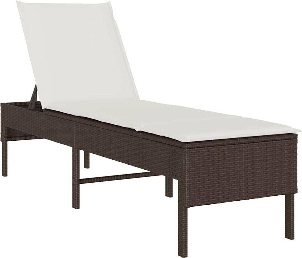 vidaXL Sonnenliege mit Auflage Braun 55x200x44 cm Poly Rattan