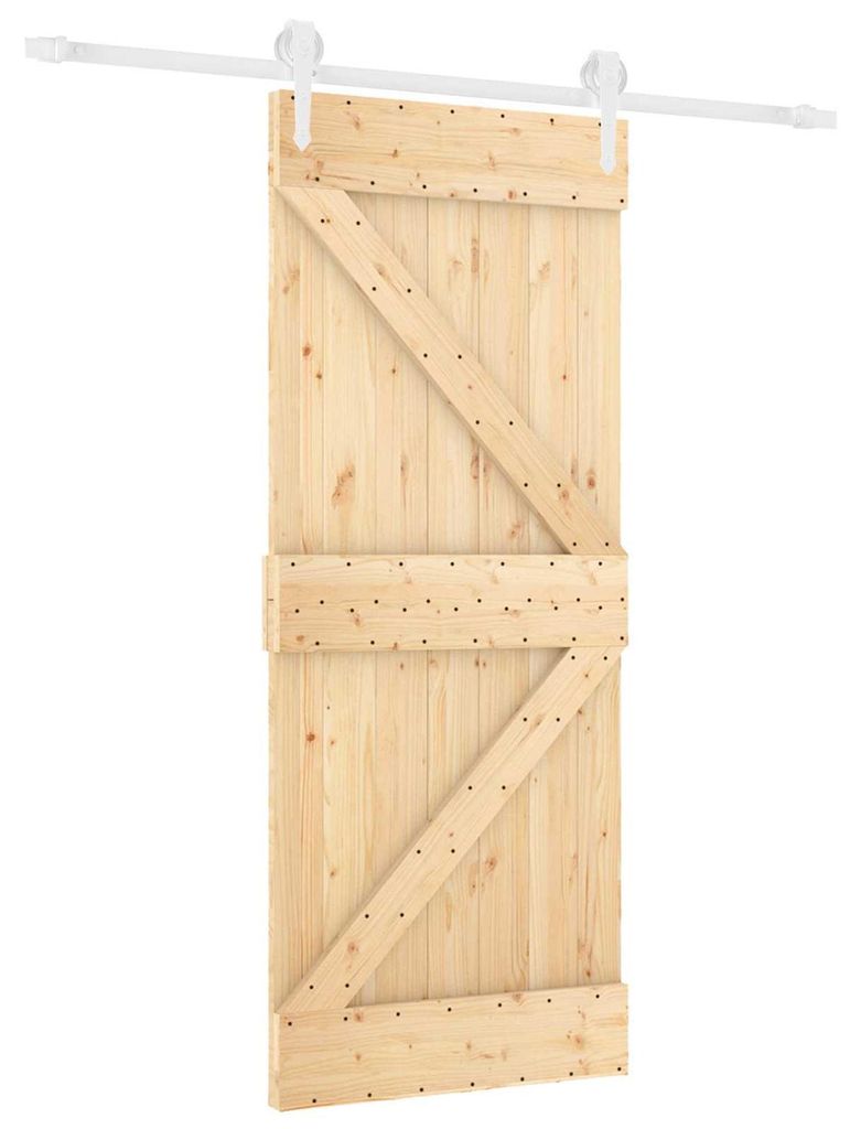 Schiebetür Natürlich und Weiß 85 x 210 cm Massivkiefer