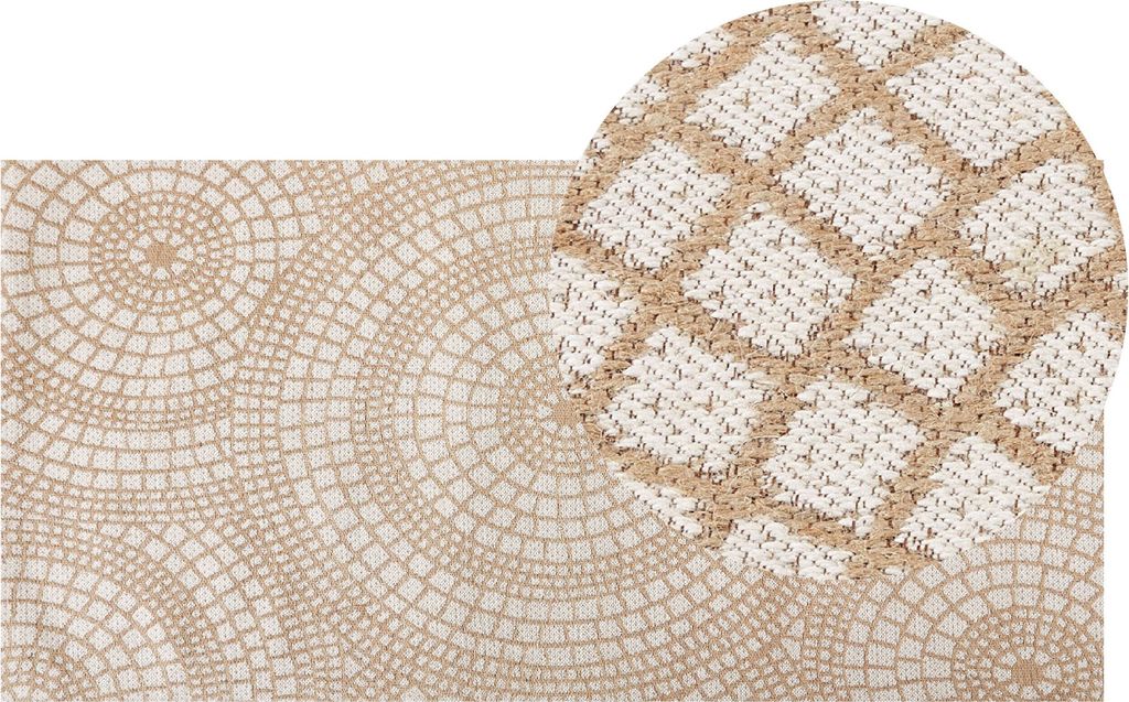 BELIANI Teppich Beige u. Weiß aus Jute 80 x 150 cm Rechteckig Geometrisches Muster Kurzflor Modern für Wohnzimmer Schlafzimmer
