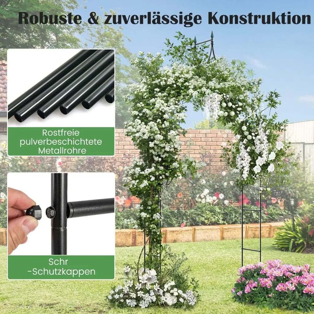 Arche de jardin gothique haute 287 cm en métal robuste et décorative - 4