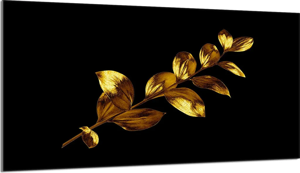 Copri Piano Cottura Induzione 90x52 Tagliere Vetro Fogliame Oro