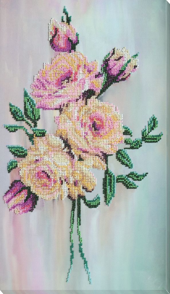 Abris Art Perlenstich Set "Sanfte Rosen", bedruckt, 23x41cm