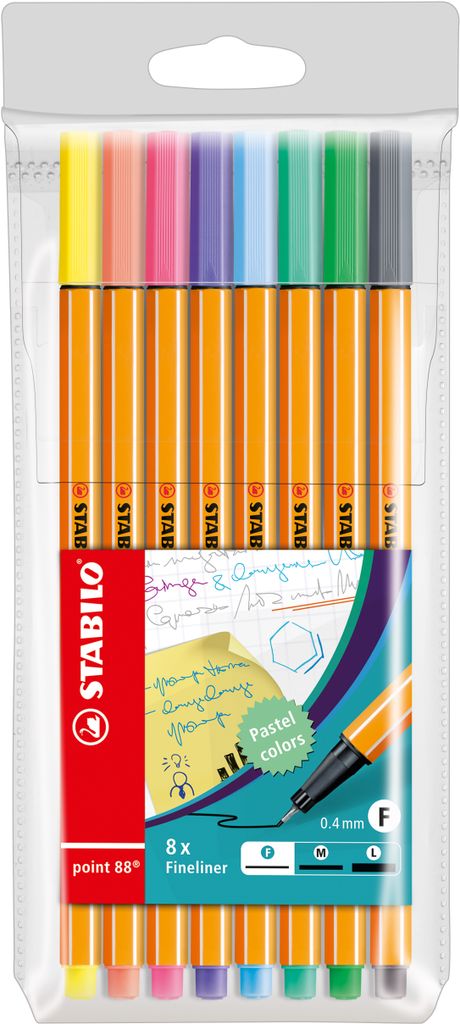 Fineliner - STABILO point 88 - 8er Etui - Pastellfarben Produktbild 