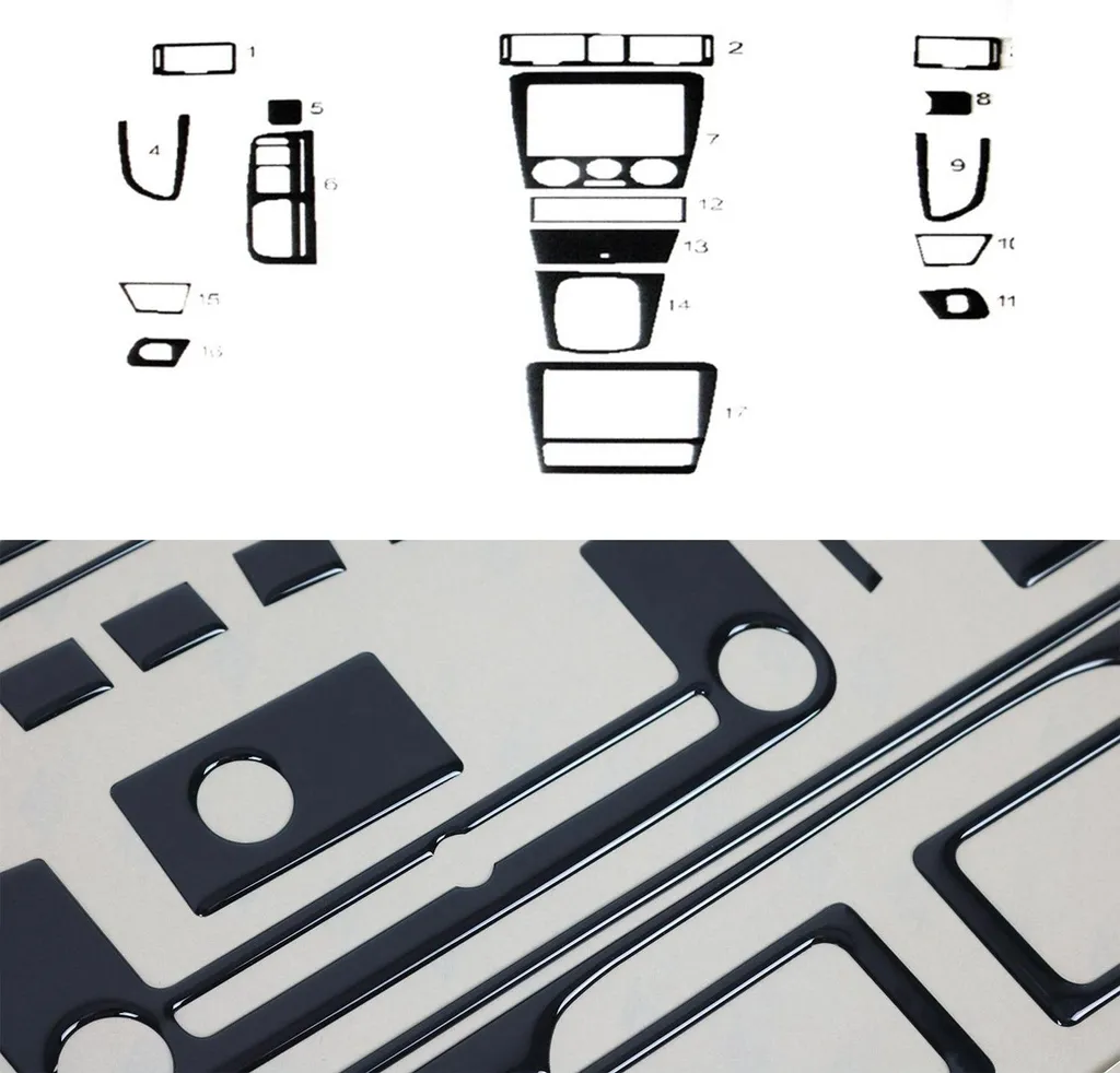 Decorazione Interna Piano Black Skoda Octavia 96-10 - 17 Pezzi 3D