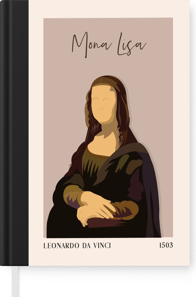 MuchoWow Notizbuch Tagebuch Haushaltsbuch Notebook A5 Mona Lisa - Rosa - Alte Meister - Notizblock - Notizheft - Notebook - Schreibblock - Papier