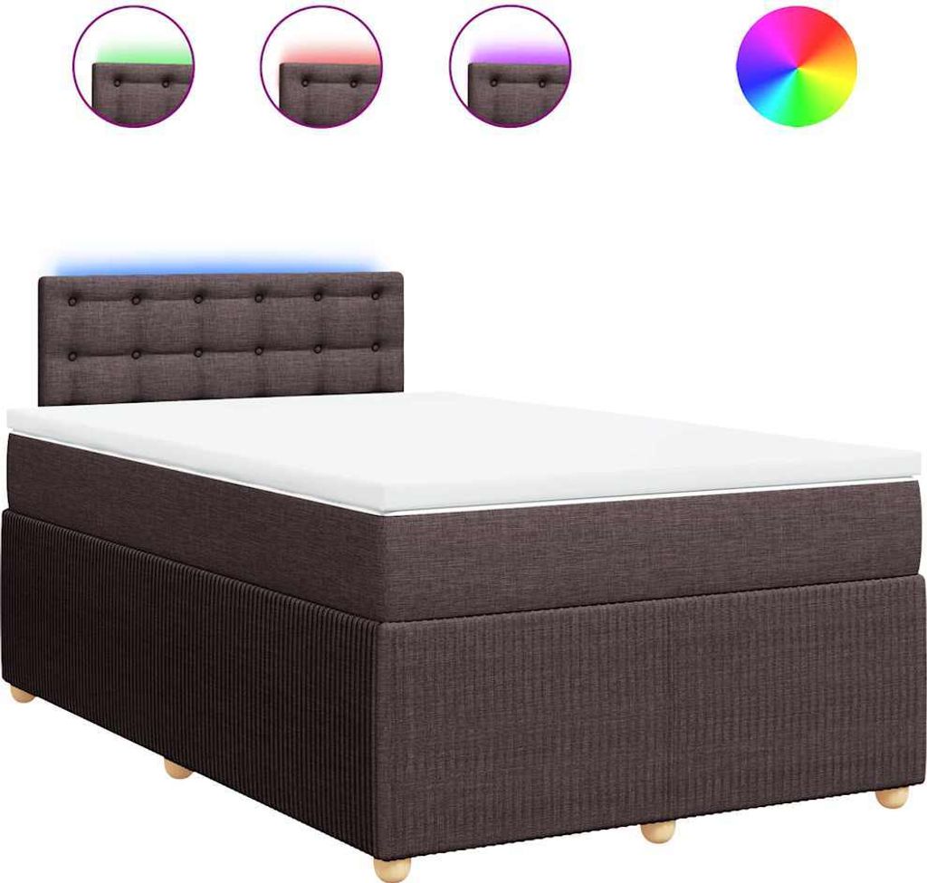 vidaXL Boxspringbett mit Matratze Dunkelbraun 120x190 cm Stoff