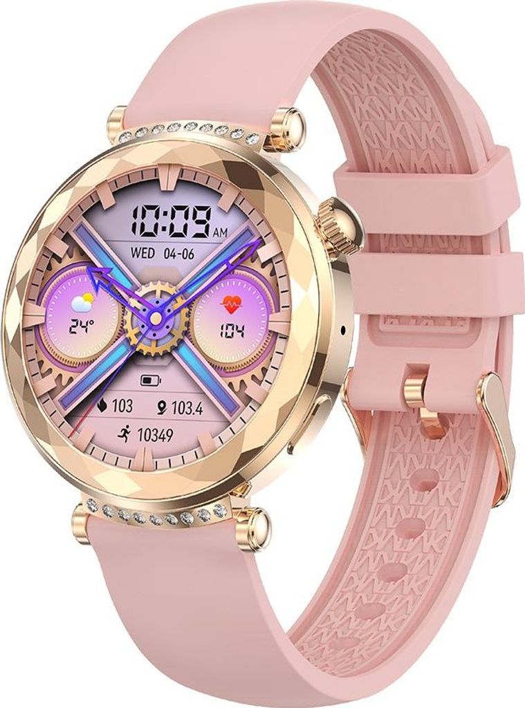 INF Roségold Smartwatch mit rosa Silikonarmband - Bluetooth, NFC & Fitness
