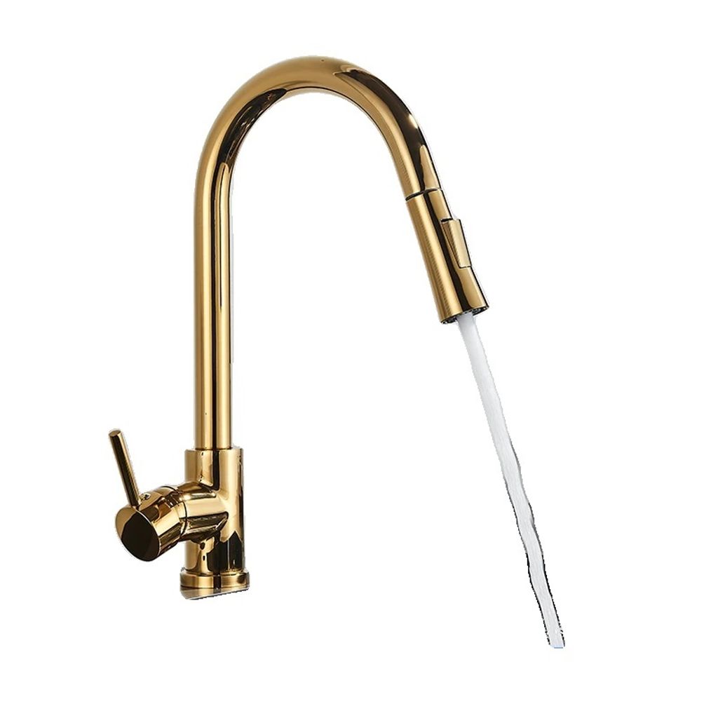 Herausziehbarer Küchenarmatur, ausziehbares Auslaufdesign, strapazierfähiges Messingmaterial , Goldene