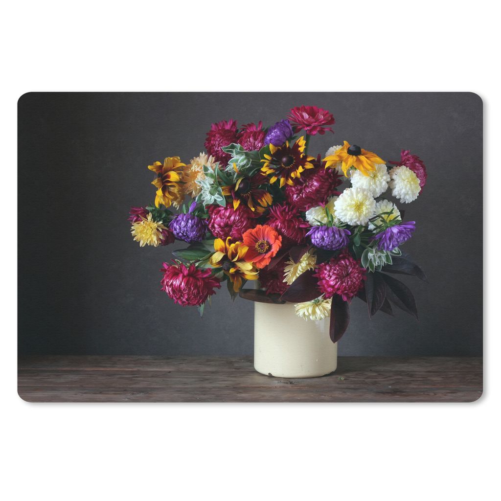 MuchoWow Schreibtischunterlage Blumenstrauß - Farben - Stilleben 60x40 cm - XXL Mauspad - Großes Mauspad