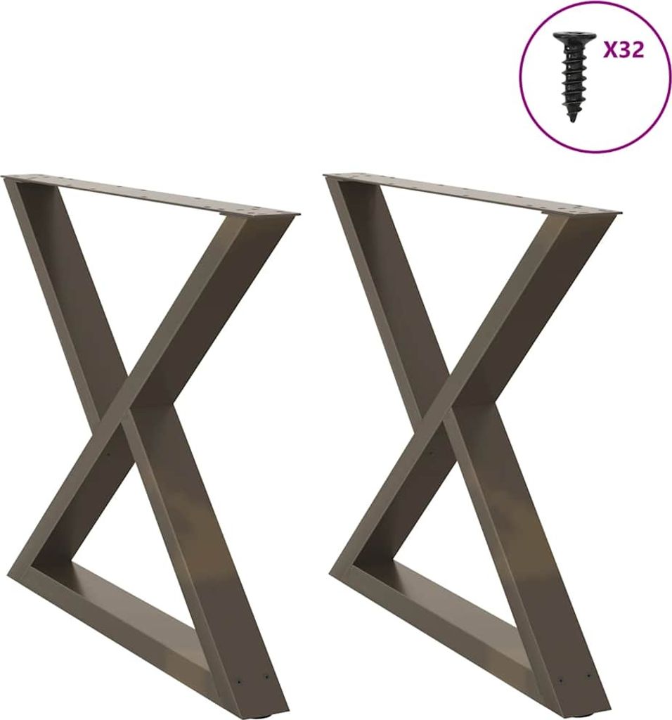 "2026 Promotion" Esstisch Beine 2 Stück Naturstahl 90x(72-73,3) cm Stahl - Tischbeine CC24165