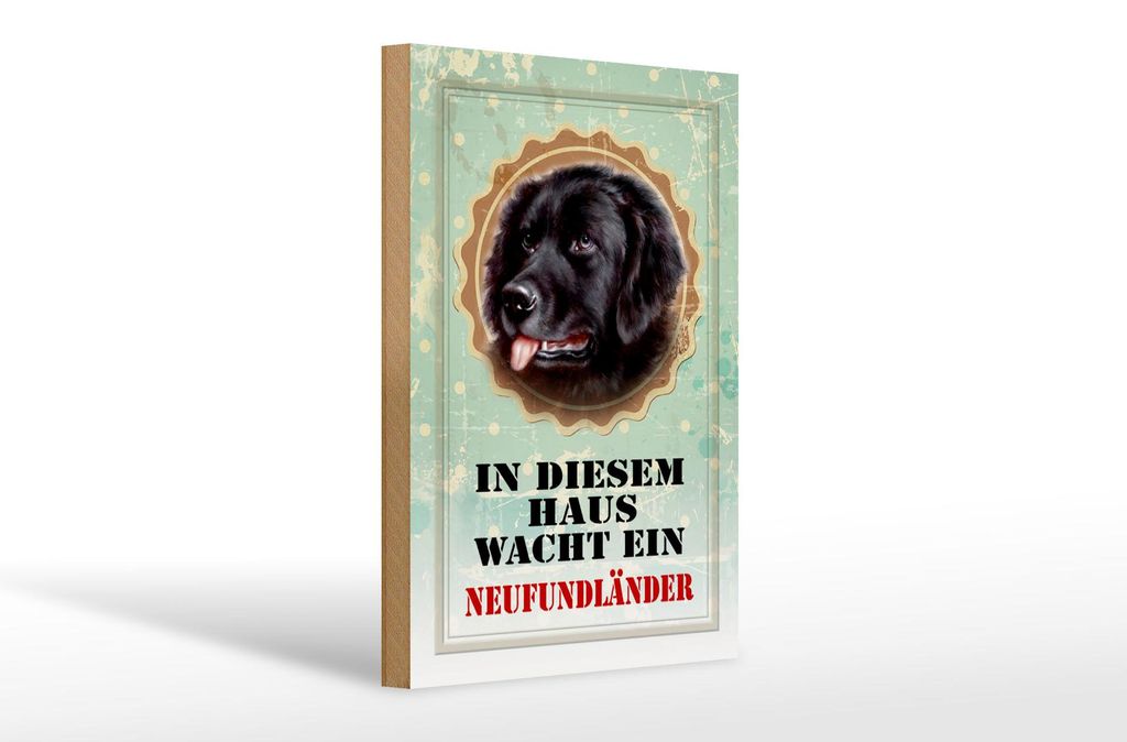 Holzschild Hund 20x30cm diesem Haus wacht Neufundländer