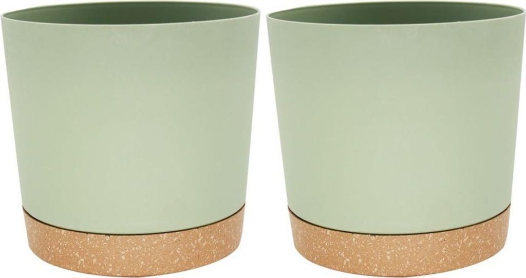 Set mit 2 Töpfen, Harz, 16,5 x 15,5 x 14,5 cm, Grün Gerader runder Blumentopf aus Harz - Anthony Bean Green 6,5 Zoll