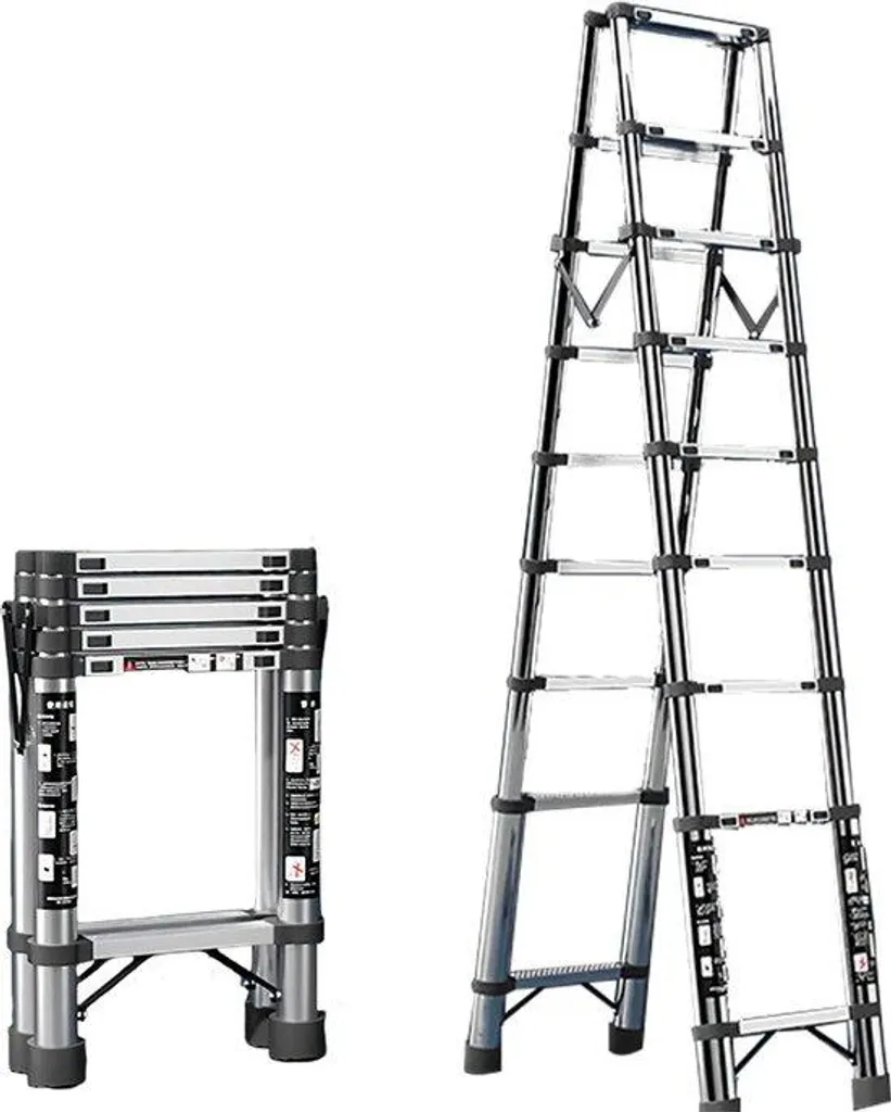 Échelle inox 230 cm télescopique avec système de sécurité renforcé
