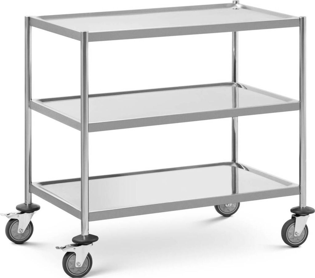Expondo Royal Catering Servierwagen - Edelstahl - 3 Borde - Ablagen: 84.5 x 52.5 x 80 cm - 300 kg -