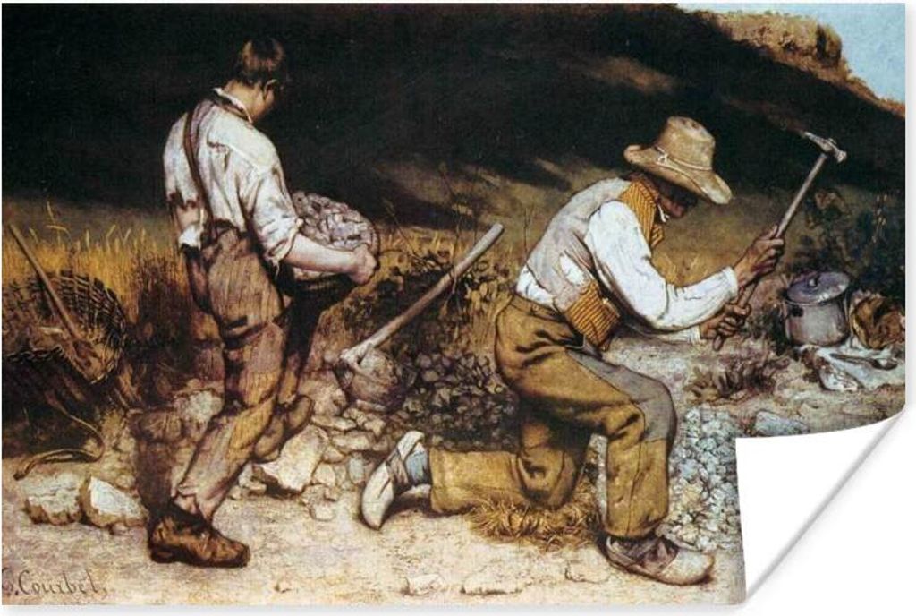 MuchoWow Poster Die steinernen Klopfer - Gemälde von Gustave Courbet 30x20 cm - Plakate - Print