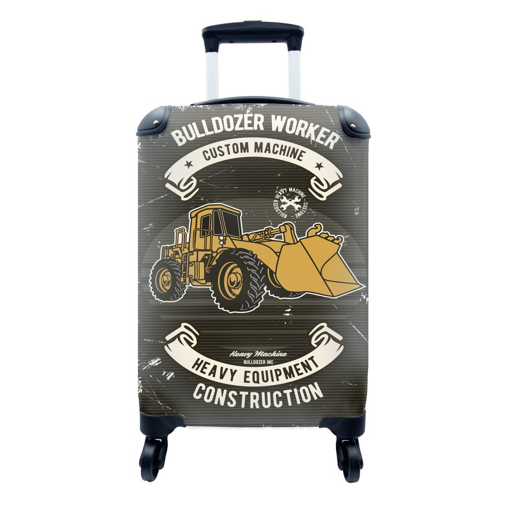 MuchoWow Koffer Handgepäck Trolley Rollkoffer Kleine Reisekoffer mit 4 Rollen - Bulldozer - Retro - Angebot - Cabin Size < 55x40x23 cm & 55x40x2...