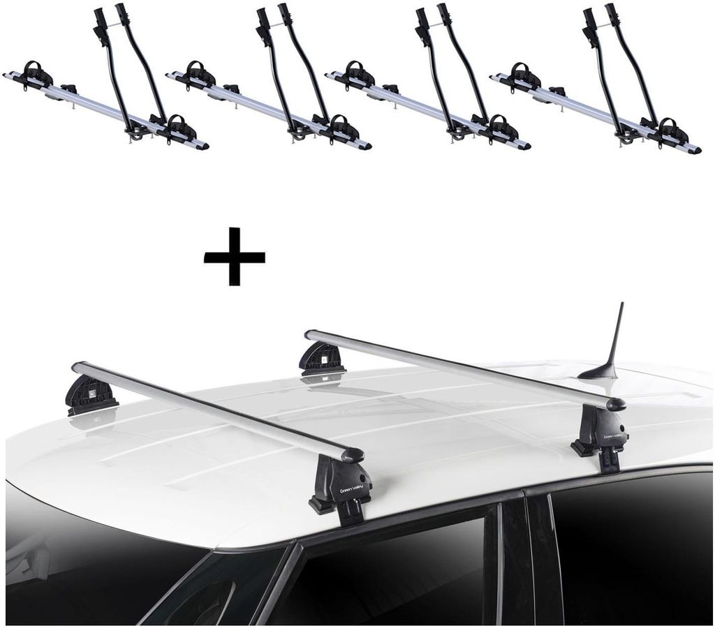 4x Fahrradträger SAGITTAR + Dachträger VDP EVO ALU kompatibel mit für Seat Altea (5P) 5 Türer 2004-2015