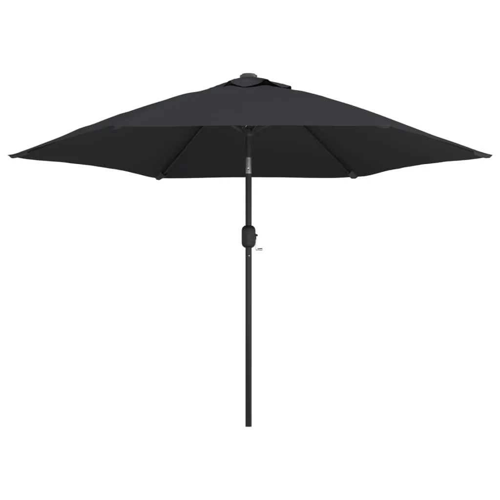 Ombrellone con luci LED e palo in acciaio 300 cm nero