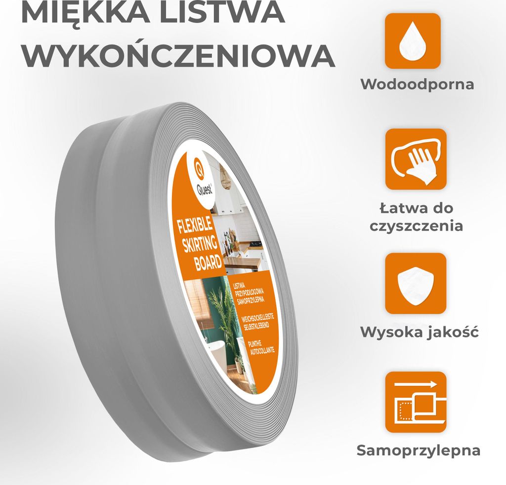 QUEST Listwa wykończeniowa PCV 30x30mm, 20m, samoprzylepna, Zdjęcie produktu 