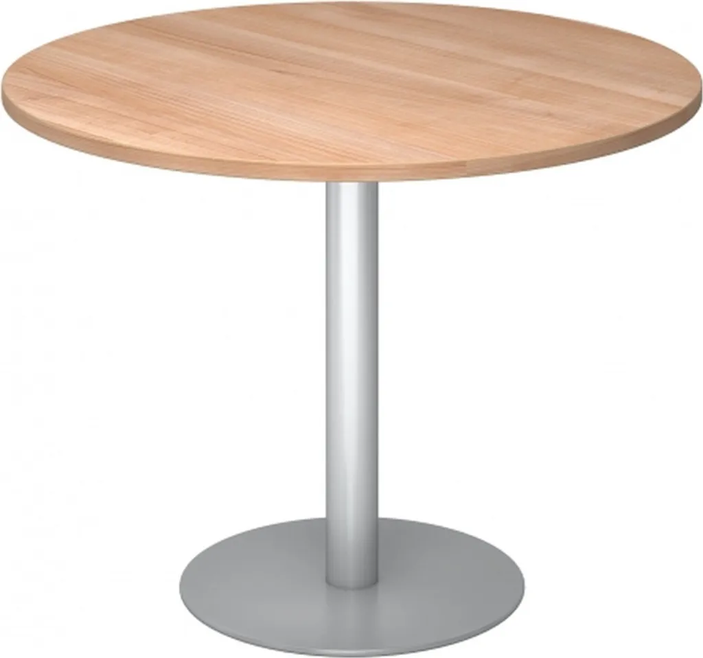 Table de réunion ronde BISTRO F100R S noyer argenté pour 4 personnes