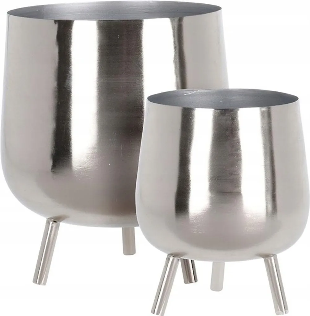 Cache-pot Argent en Duo pour Plantes et Fleurs Décoration de Salon Chic