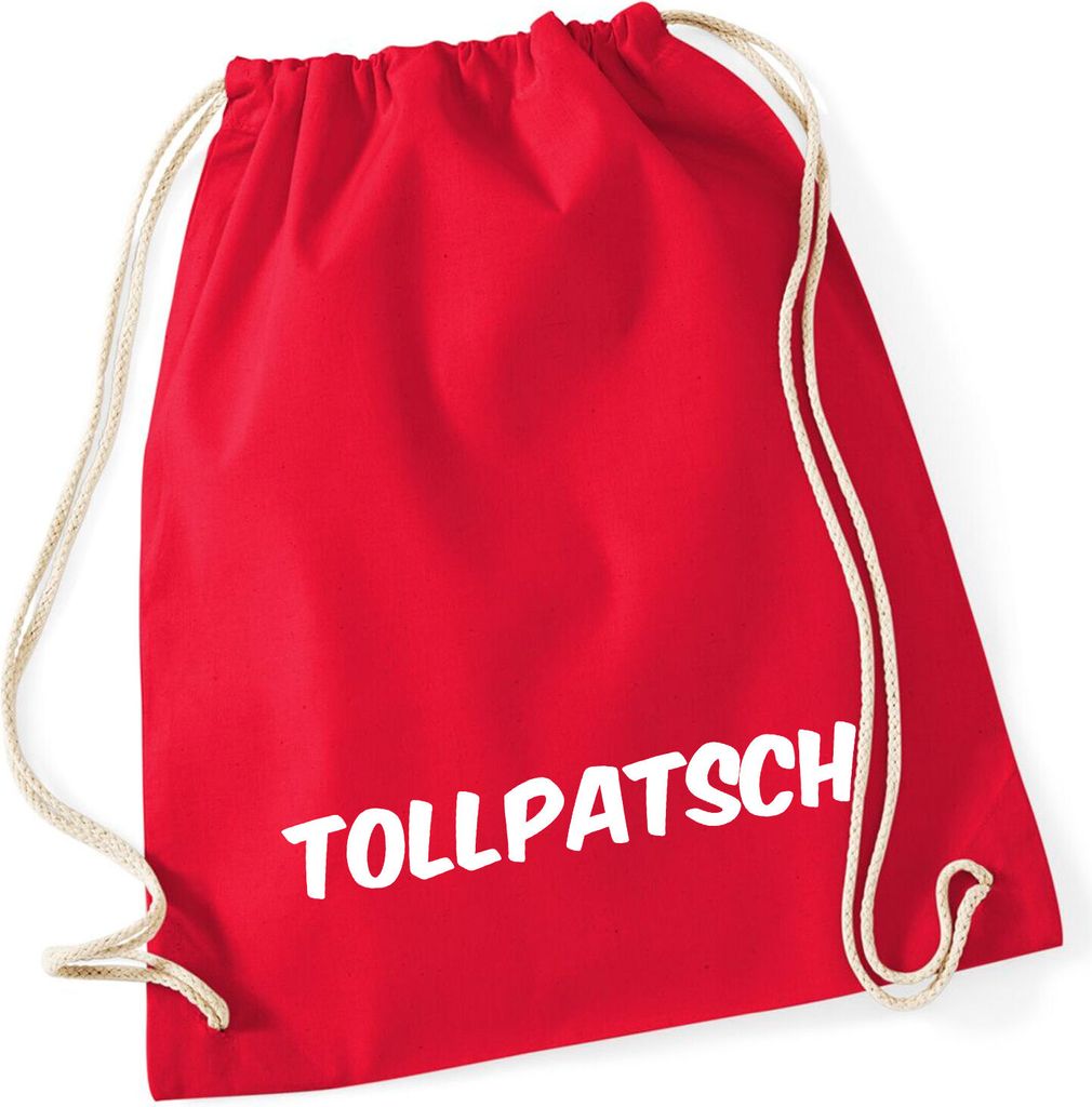 Huuraa Turnbeutel Tollpatsch Schriftzug 12 Liter Classic Red Baumwolle Rucksack Geschenkidee