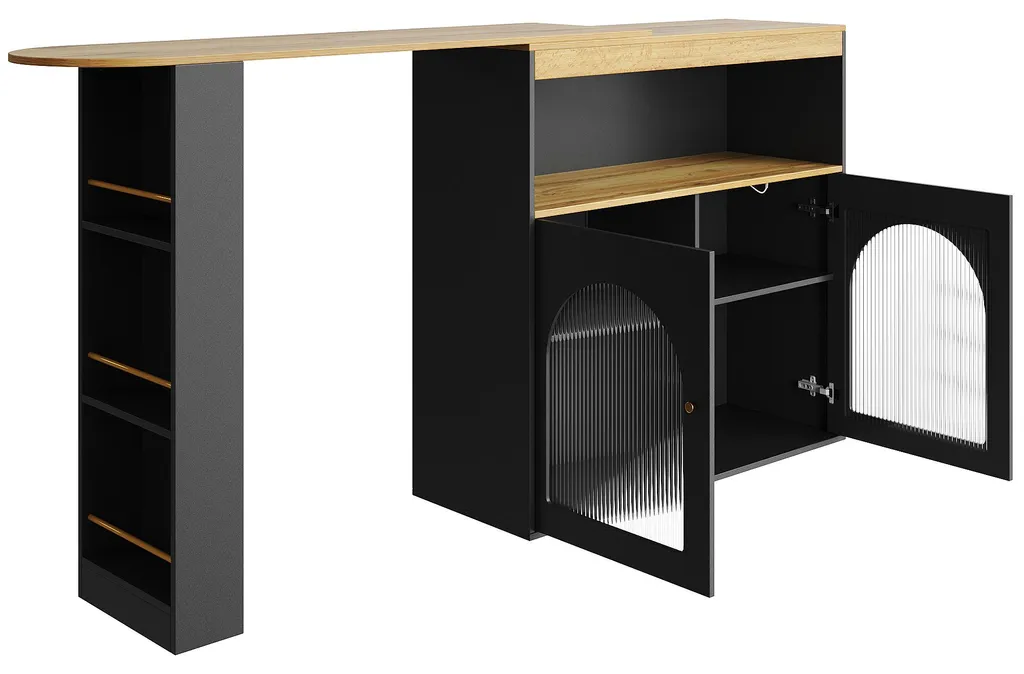 Table de bar à rallonge avec rangement blanc pour cuisine moderne 120cm