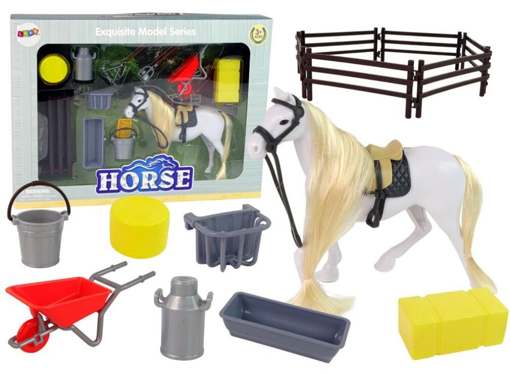 Leantoys Kämmpferd + Zubehör + Gehege