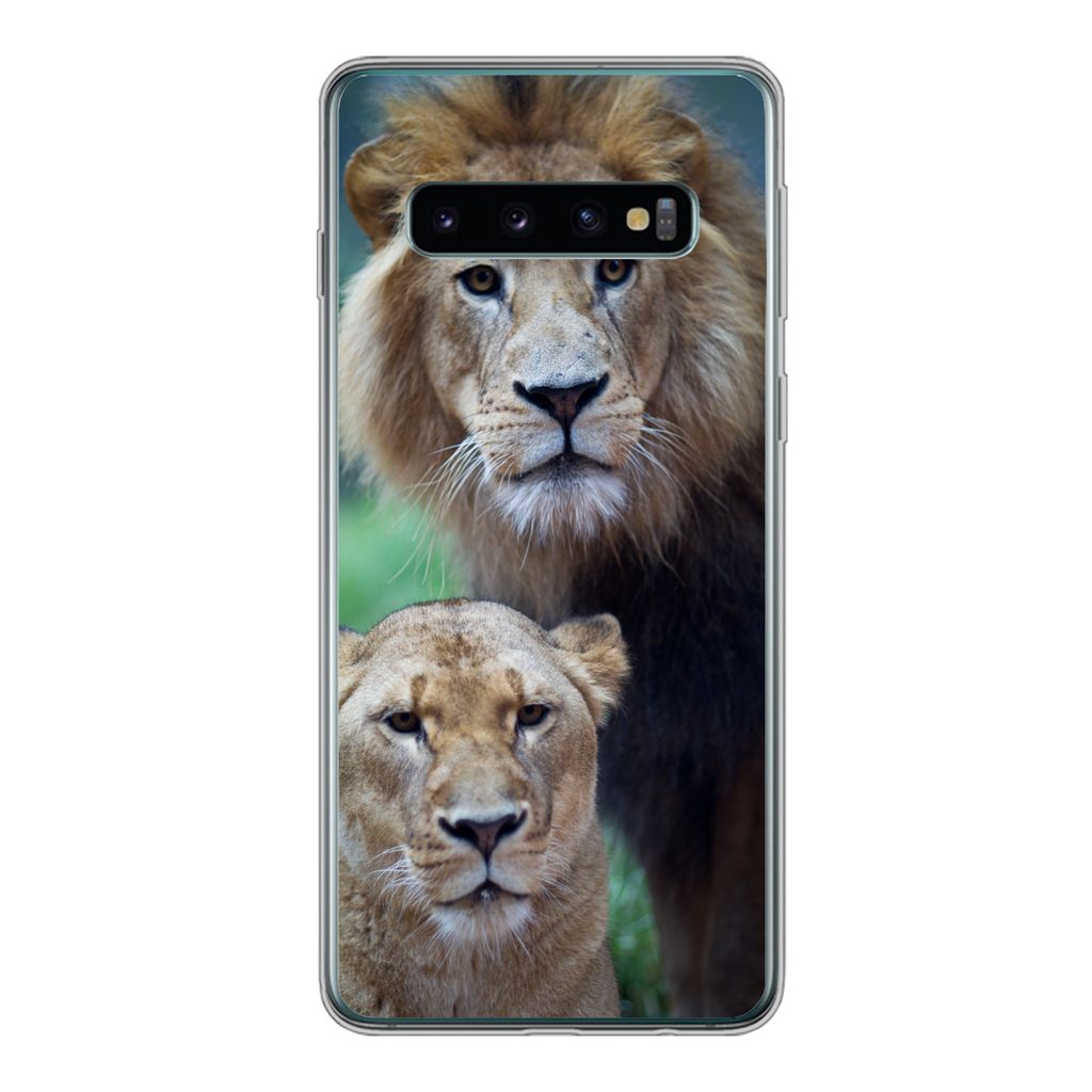 MuchoWow Handyhülle Schutzhülle Hülle für Samsung Galaxy S10 Porträt - Löwe Silikon Softcase Handy Hülle - Handytasche