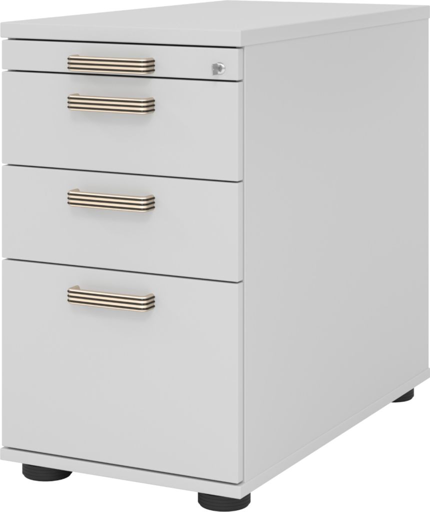 bümö office Standcontainer - mit Hängeregistratur - Griff: Streifengriff (Kunststoff), Nachbildung: Grau