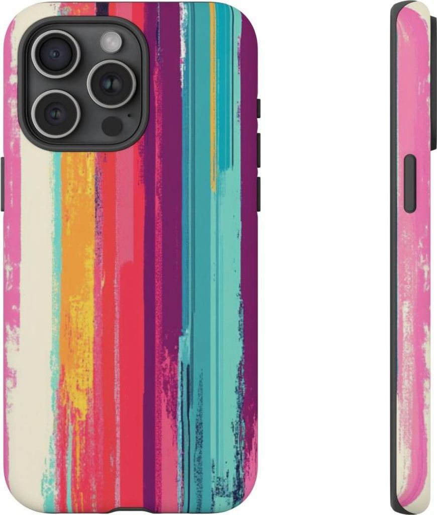 Abstrakte Kunst mit lebendigen, vertikalen Streifen – Hülle Kompatibel mit iPhone 15 Pro Max