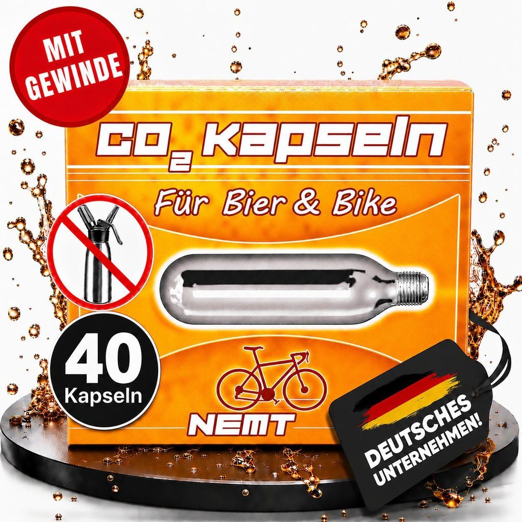 40 x NEMT Bierkapseln 16g Co2 für Bierzapfanlagen mit 16g Produktbild 
