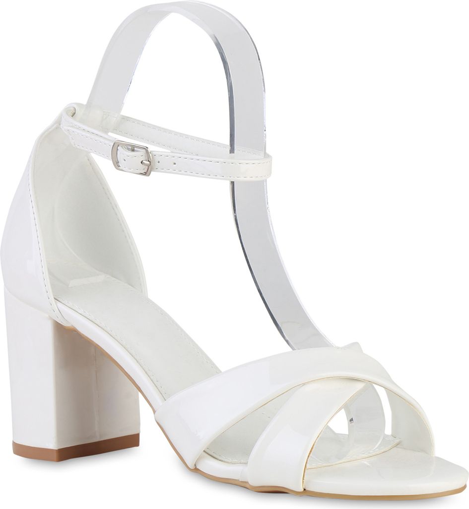 VAN HILL Damen Klassische Sandaletten Absatz-Schuhe 840915, Farbe: Weiß, Größe: 40