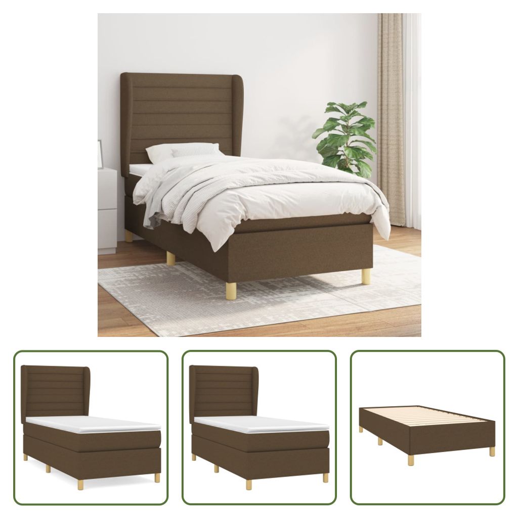The Living Store Boxspringbett mit Matratze Dunkelbraun 90x200 cm Stoff