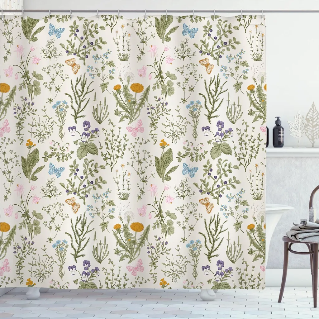 Tenda Doccia 175x200cm Design Botanico ABAKUHAUS Vintage