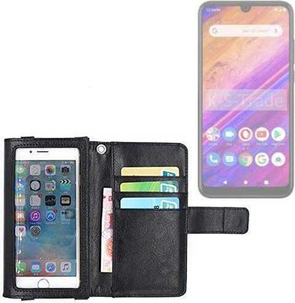 K-S-Trade Handy Hülle Schutz Hülle Kompatibel mit BLU J6S Case mit Displayschutz / Schutzfolie Flip Cover Wallet case Etui Hülle schwarz