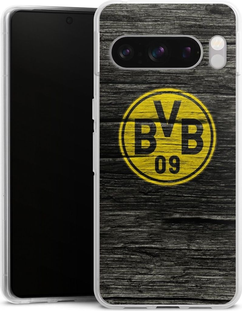 DeinDesign Handyhülle für Google Pixel 8 Pro Silikon Hülle Case Smartphone Schutzhülle BVB Borussia Dortmund Holzoptik