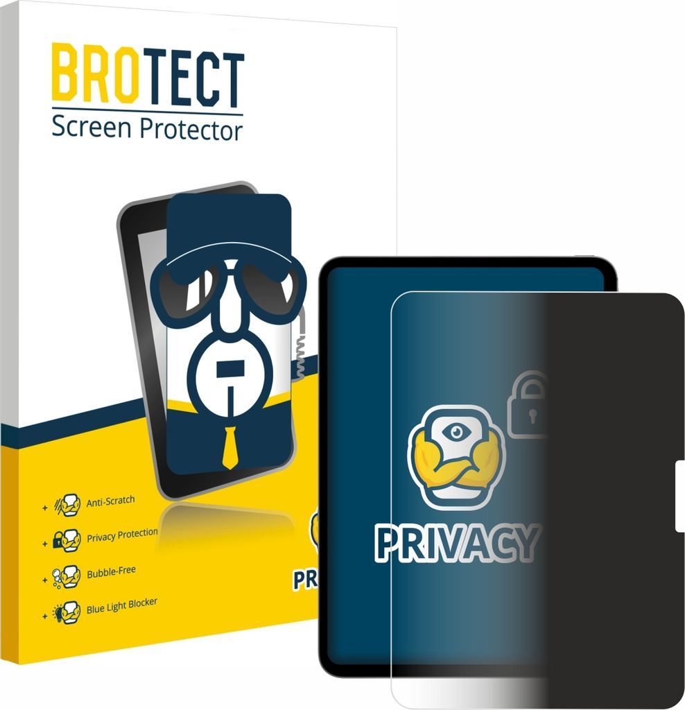 BROTECT Sichtschutzfolie für Apple iPad Pro 11" WiFi 2024 Anti-Spy Privacy Sichtschutz Blickschutz Folie Blaulicht-Schutz