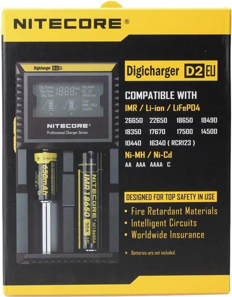 Chargeur rapide Nitecore D2EU pour accus de cigarette électronique et lampes - 10
