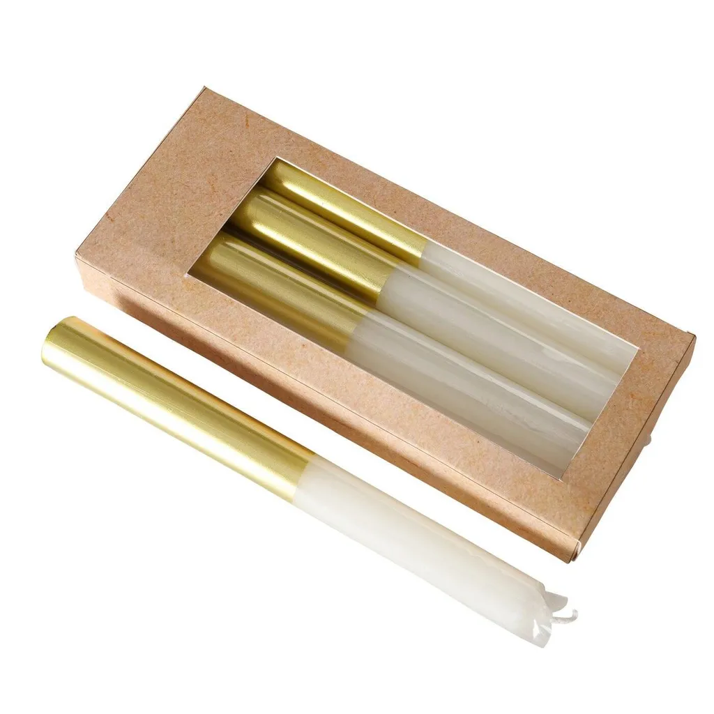 Set 4 Candele Colorate con Vassoio Oro - Arredo Casa Elegante Online - 1