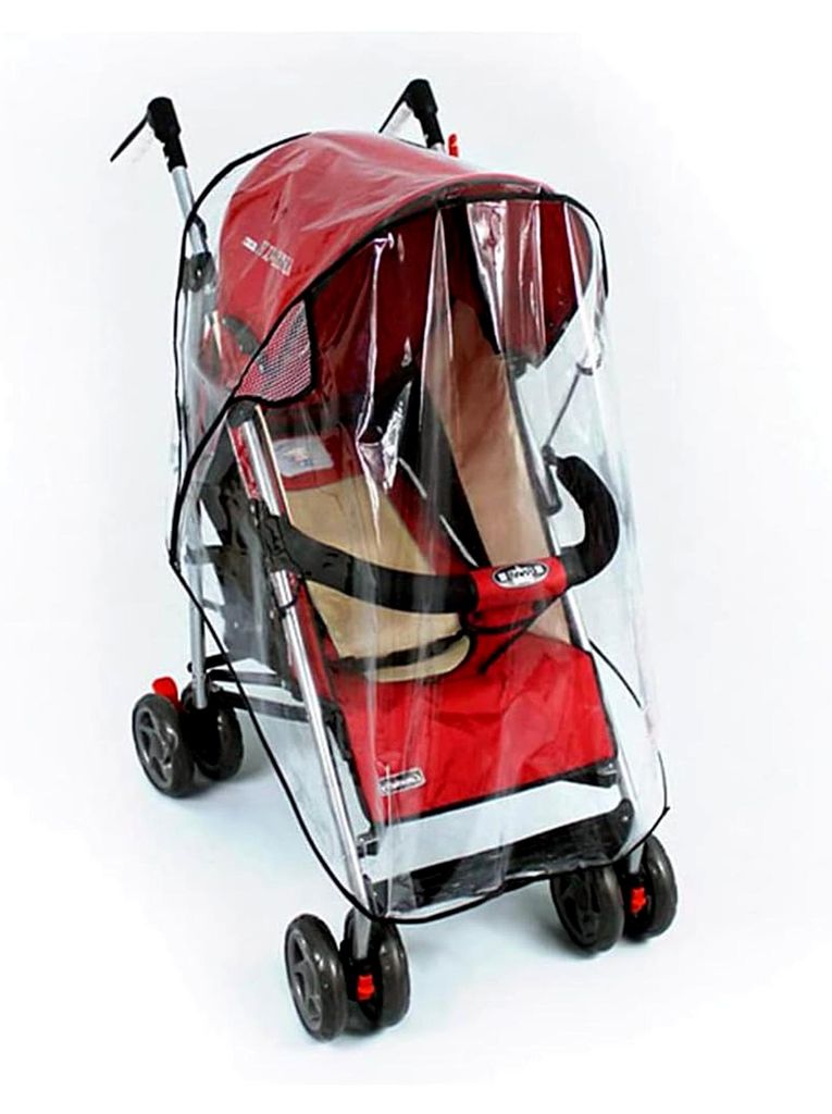 Universaler Regenschutz für Kinderwagen, Regenhaube für Buggy - Einfache Montage an jedem Kinderwagen - Gute Luftzirkulation - Transparent