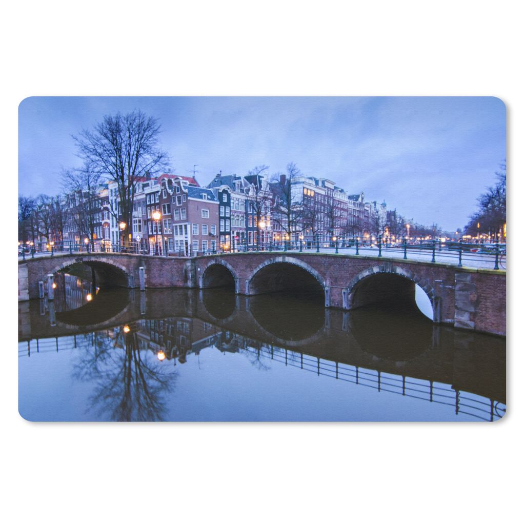 MuchoWow Mauspad Mousepad Amsterdam - Winter - Wasser 27x18 cm - Mousepads - Maus Mat - Pad - Mausunterlage - Büroartikel - Desk Matten