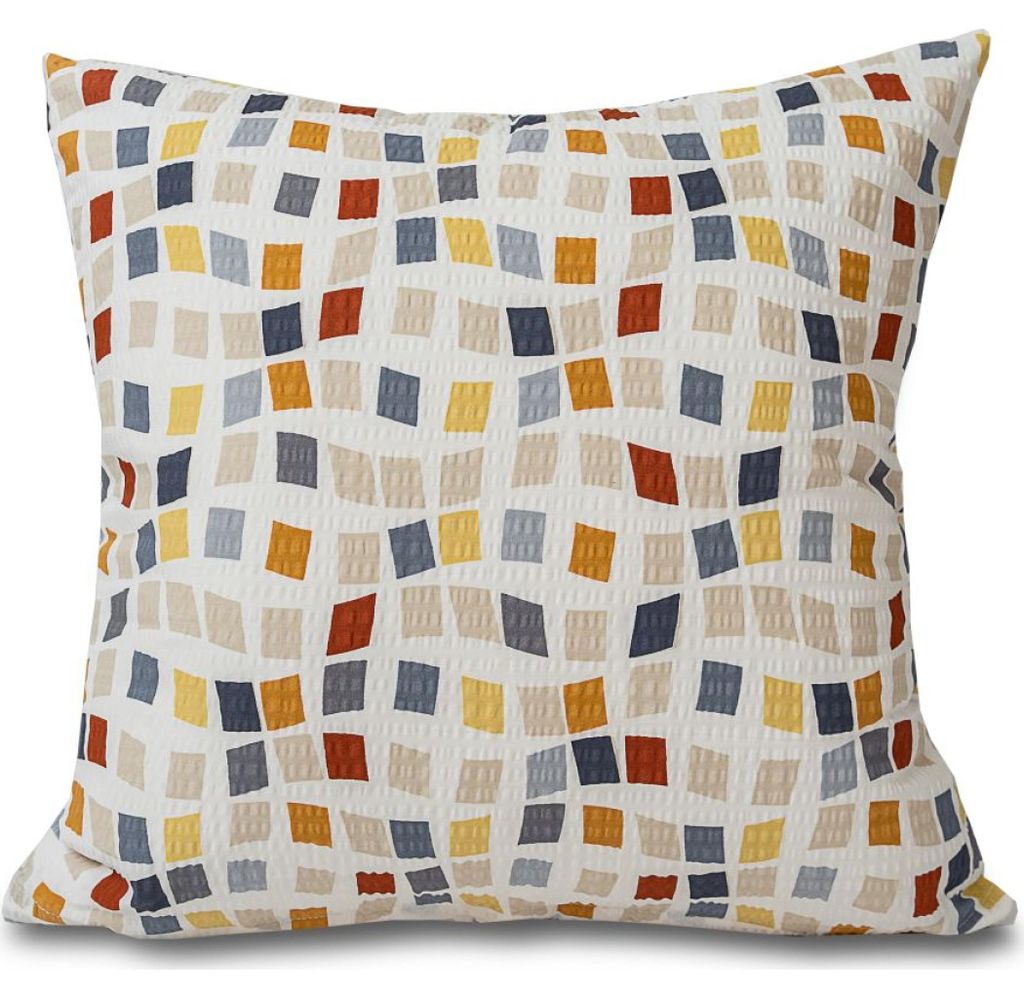 Kissenbezug Krepp Mosaik 45x60 cm Beige Creme Gelb Weiß Blau mit Reißverschluss