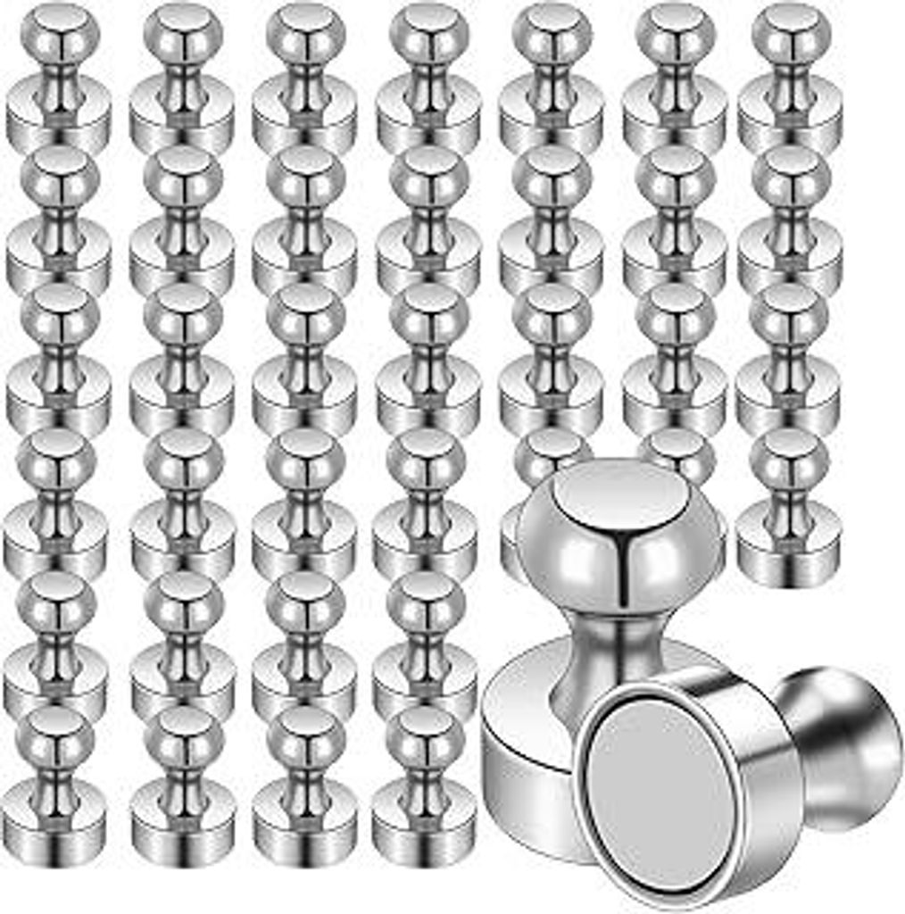 38Stück Magnete für Magnettafel kleine Magnete Stark Neodym Extra Stark Magneten Halt Whiteboard Kühlschrank mit Griff Fotos Schule Silber
