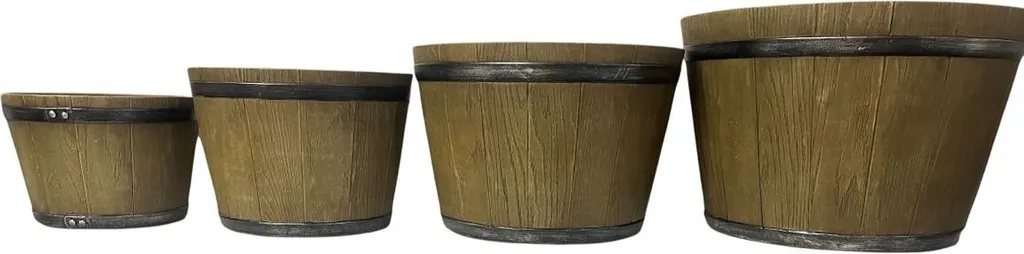 Jardinières Rondes Marron en Magnésium Home ESPRIT Cottage - 4 Pièces