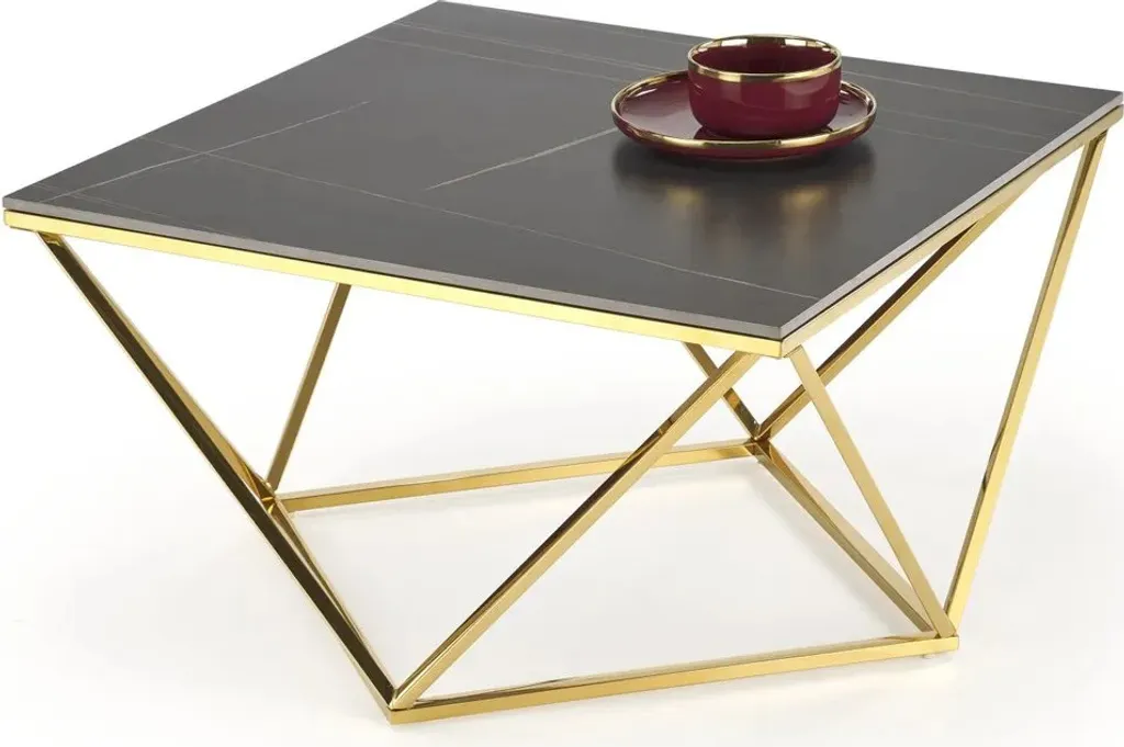 Table de salon ronde marbre blanc et or FELICIA pour intérieur moderne