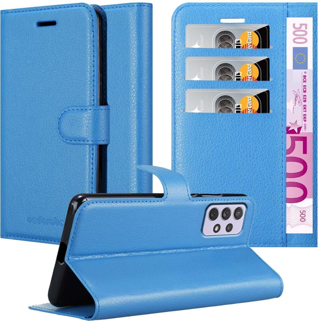 Cadorabo Hülle für Samsung Galaxy A73 5G Schutz Hülle in Blau Handyhülle Etui Case Cover Magnetverschluss